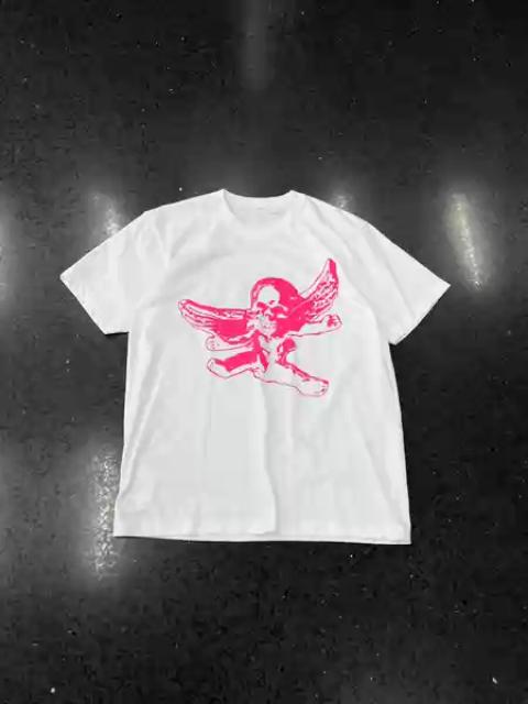 Chrome Hearts Chrome Hearts white short-sleeved T-shirt with pink Foti print