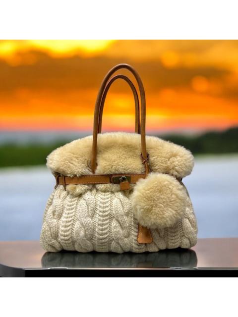 Other Designers MONTEROSA CABLEKNIT SHEEPSKIN HANDMADE BIRKIN STYLE HANDBAG
