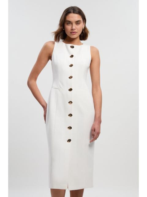 KAREN MILLEN Compact Essential Button Pencil Midi Dress