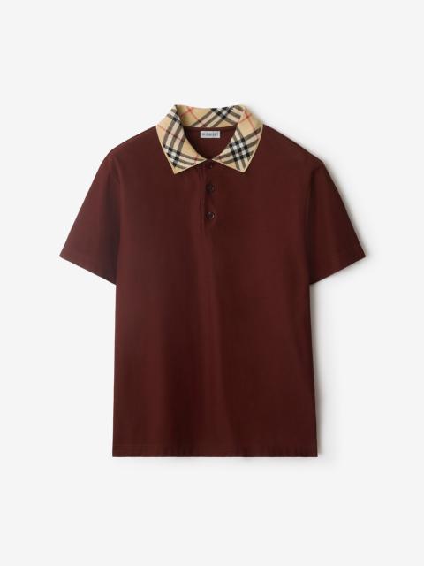 Burberry Check Collar Cotton Polo Shirt