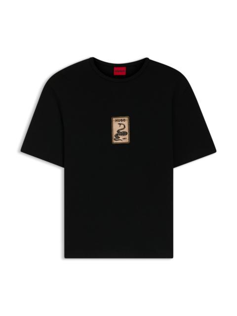 HUGO EMBROIDERED-BADGE T-SHIRT IN COTTON TERRY