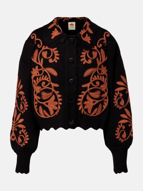 FARM RIO Cornely Ainika embroidered scalloped cardigan