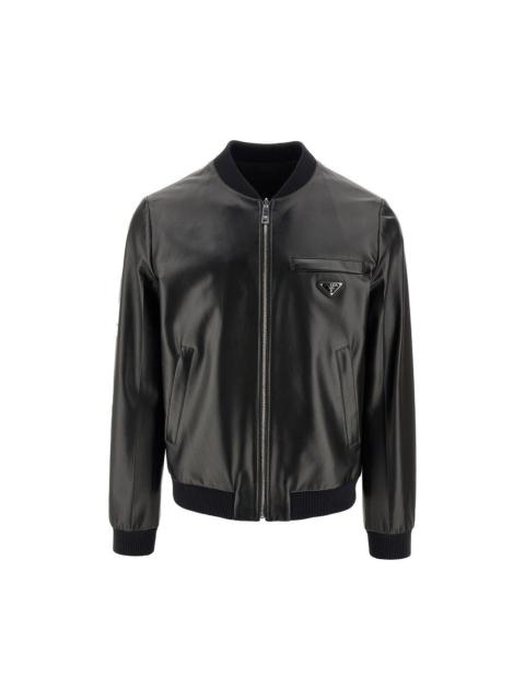 Prada Prada Re-Nylon and Leather Reversible Bomber Black