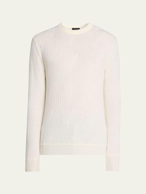 Brioni Men's Wool and Cashmere Cable Knit Crewneck Sweater