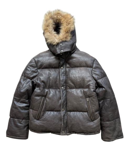 Vintage Gardiano Fur Puffer Leather Hoodie Jacket