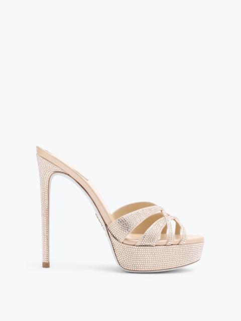 RENE CAOVILLA Dania Champagne Platform Slider Sandal 130