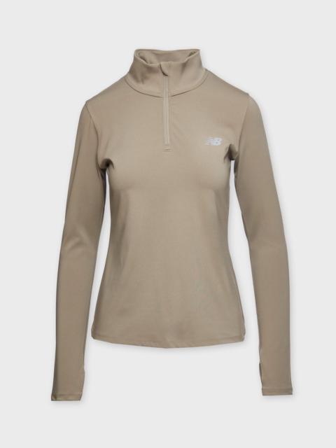 New Balance Top Script Quarter Zip Brown