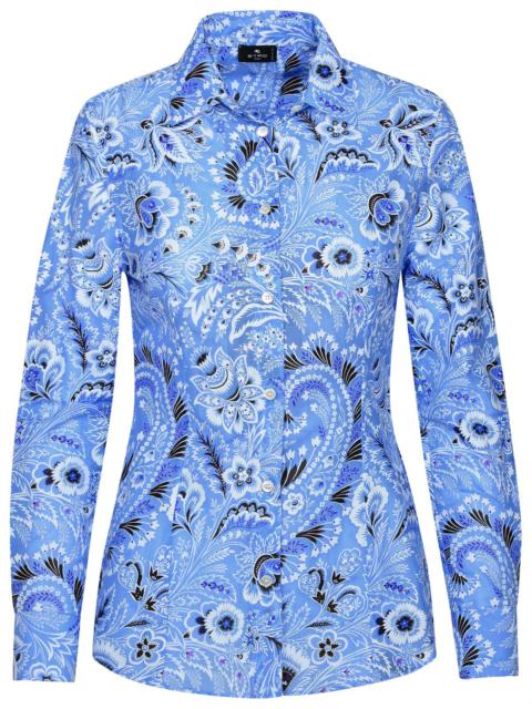 Etro Etro Light Blue Silk Blend Shirt Women