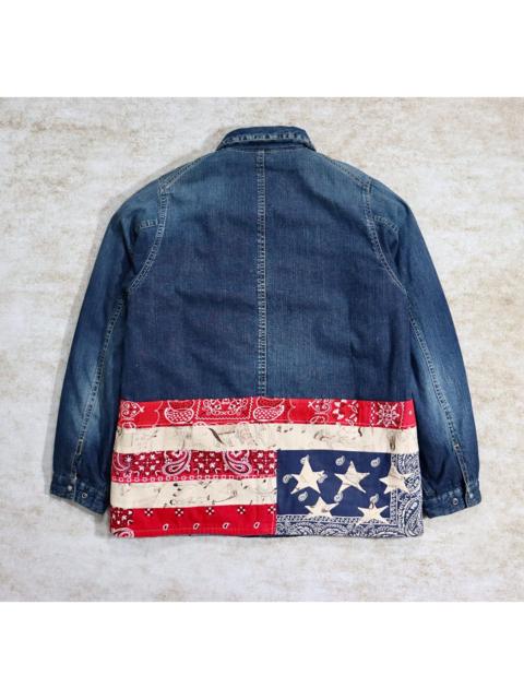 visvim VISVIM 18AW ICT Section Gang Coverall Stars – Denim jacket featuring bandana-style patterns and a fl