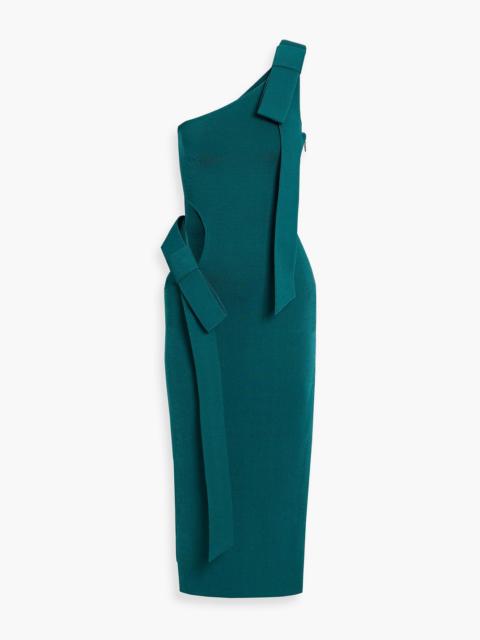 Cult Gaia Blenda one-shoulder bow-detailed cutout stretch-knit midi dress