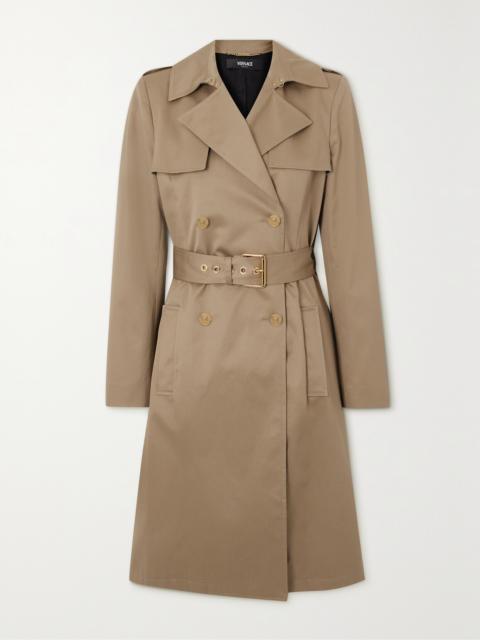 VERSACE Icons Belted Double-breasted Cotton-gabardine Trench Coat
