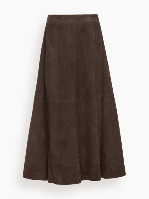 RÓHE A-Line Suede Skirt in Dark Chocolate
