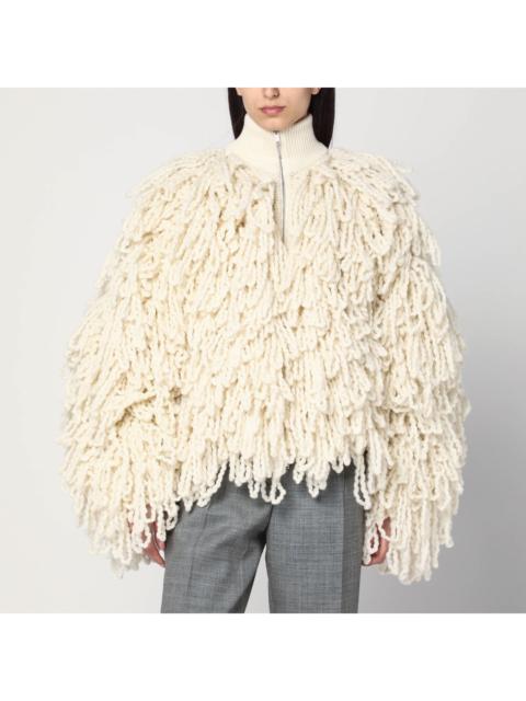 Stella McCartney Stella Mccartney White Wool Bomber Jacket With Fringes Women