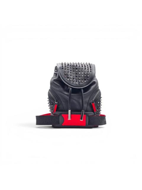 Christian Louboutin Explorafunk Black Calf Leather Studded Backpack Silver Spike