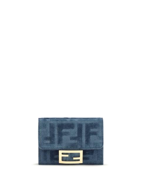 FENDI Fendi Trifold Wallet FF Monogram Blue