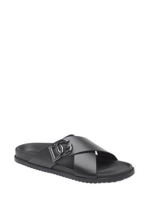 Dolce & Gabbana Dolce&Gabbana Logo Slide Sandal in 80999 Nero at Nordstrom