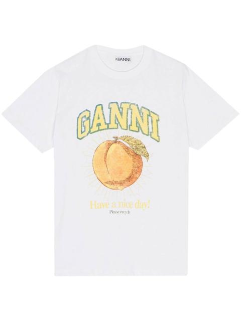 GANNI Ganni Women Peach Print Cotton T-Shirt