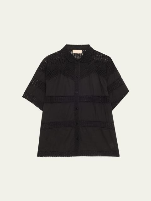 Amal Crochet Button-Front Shirt