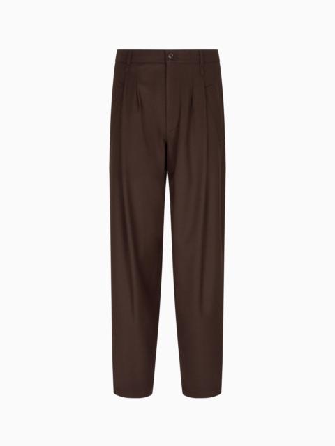 GIORGIO ARMANI SINGLE-PLEAT LIGHTWEIGHT WOOL CLOTH TROUSERS