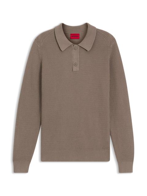 HUGO RELAXED-FIT SWEATER IN STRUCTURED COTTON WITH POLO COLLAR