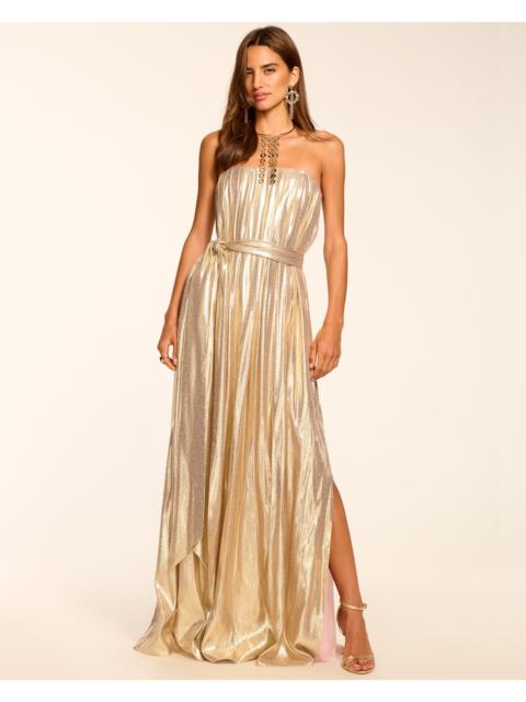 RAMY BROOK Chiara Silk Lamé Strapless Maxi Dress