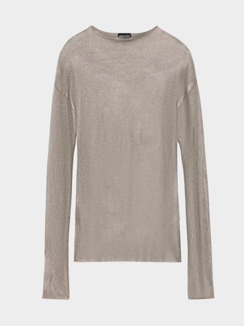GIORGIO ARMANI Laminated Mesh Long-Sleeve Top
