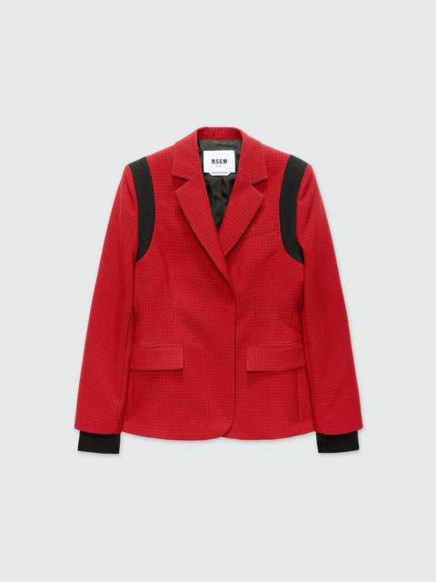 MSGM Red single-breasted jacket with check pattern