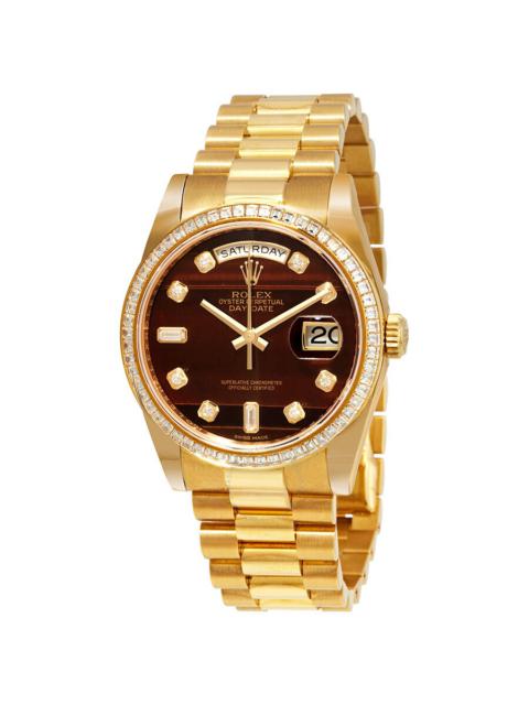 ROLEX Rolex Day-Date Chocolate Bulls Eye Diamond Dial Automatic Men's 18kt Yellow Gold President Watch 118