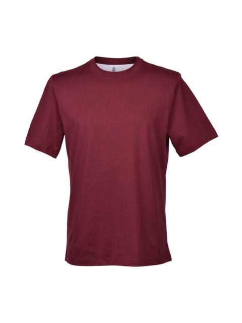 Brunello Cucinelli Brunello Cucinelli Red Silk Blend Crew Neck T-Shirt