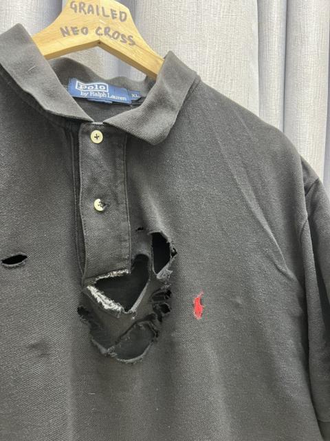 Other Designers Polo Ralph Lauren - VINTAGE THRASHED DISTRESSED RALPH LAUREN POLO COLLAR TEE
