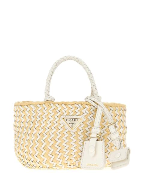 Prada Prada Women Two-Tone Leather And Raffia Handbag