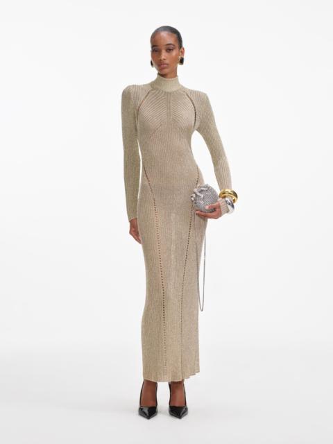 self-portrait Gold Lurex Knit Maxi Dress
