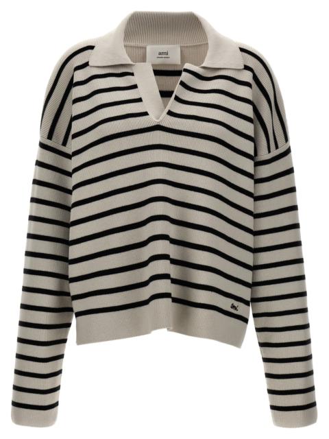 Ami Paris Women Striped Polo Sweater