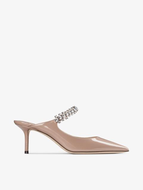 JIMMY CHOO Bing 65
Ballet Pink Patent Leather Mules with Crystal Strap