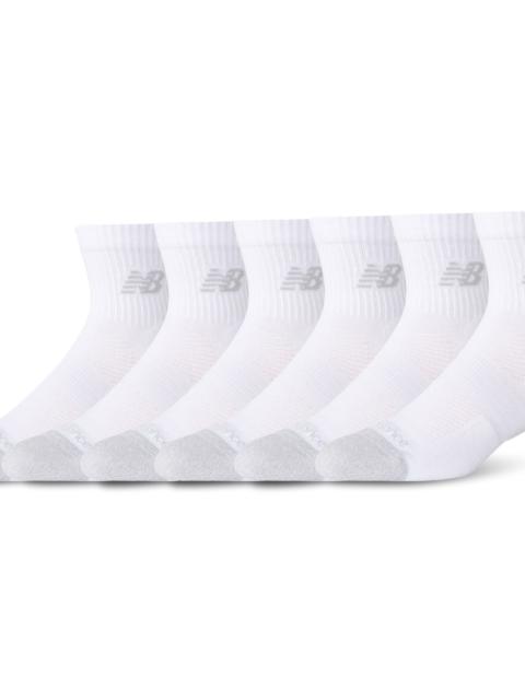 New Balance New Balance New Balance Active Cushion 6PK Quarter Sock White Size L