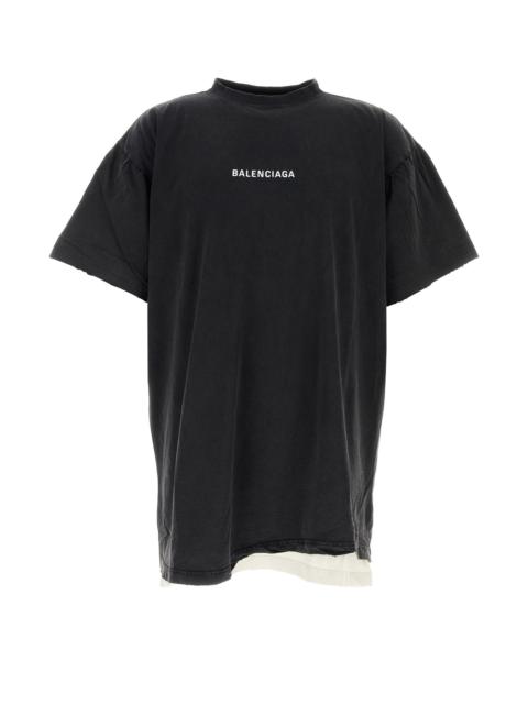 BALENCIAGA Slate cotton oversize t-shirt