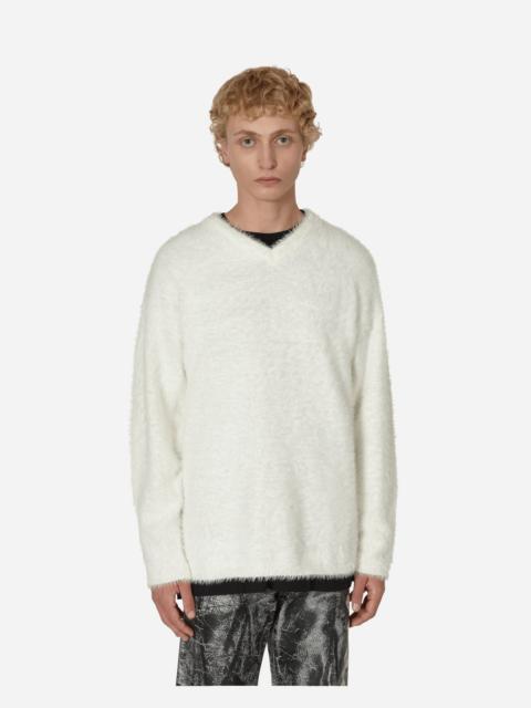 ERL V-Neck Hairy Sweater White