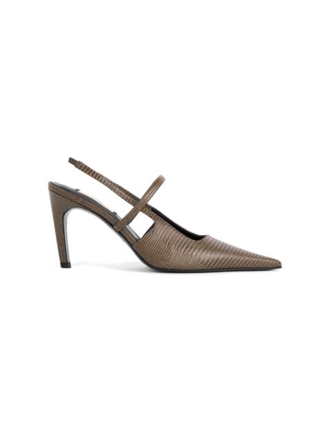 TOTEME Lizard-Embossed Stiletto Slingbacks olive