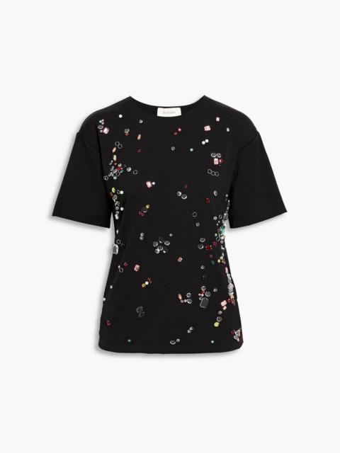 Sportmax Crystal-embellished stretch-jersey top