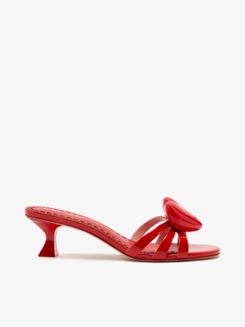 Larroudé Amore Mule In Scarlet Patent Leather