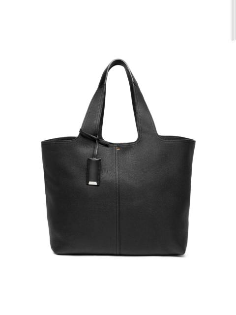 Santoni Black tumbled leather shoulder bag