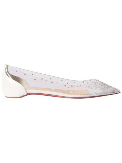 CHRISTIAN LOUBOUTIN White Follies Crystal-embellished Pvc and Leather Point-toe Flats