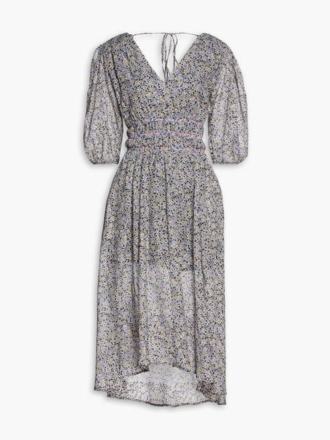 maje Floral-print cotton-voile midi dress