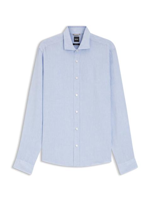 BOSS REGULAR-FIT SHIRT IN WASHED LINEN