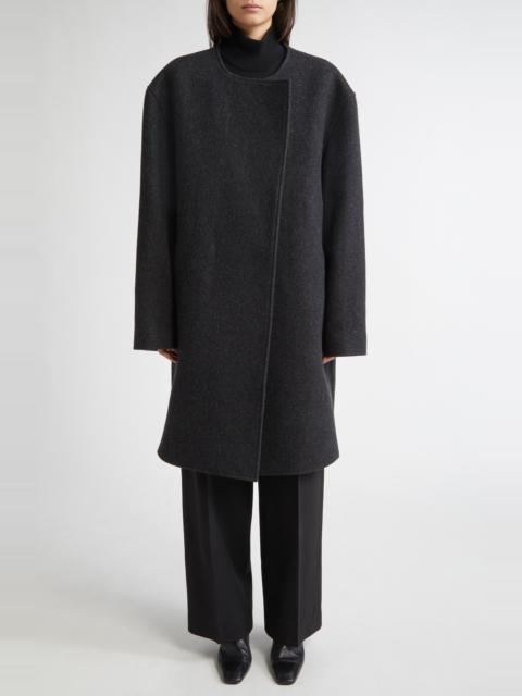 TOTEME TOTEME Collarless Felted Wool Blend Coat in Charcoal Melange at Nordstrom