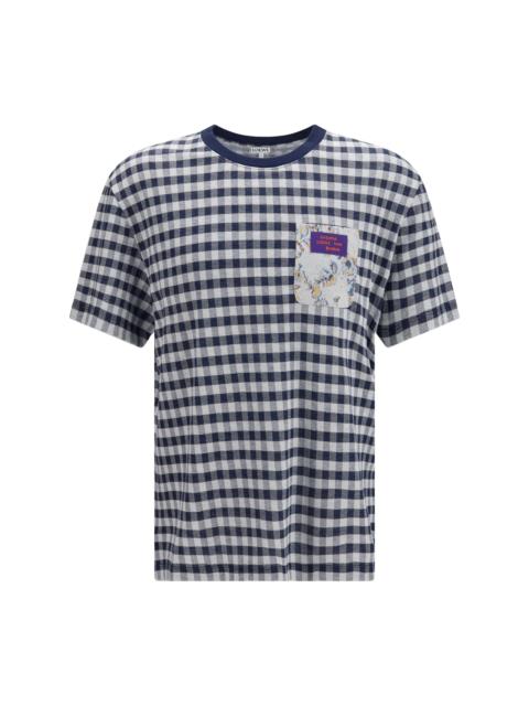 Loewe Loewe Checked Jacquard Cotton T-shirt Blue/White