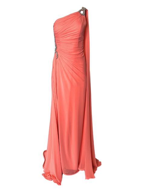 Other Designers One Shoulder Sleeveless Beaded Waist Gown
