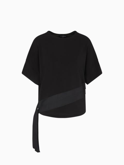 EMPORIO ARMANI POLYGON CAPSULE COLLECTION T-SHIRT WITH STRETCH VISCOSE JERSEY RIBBONS