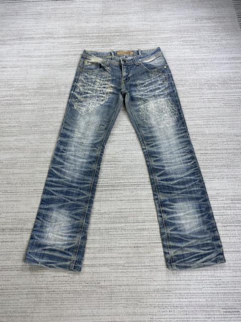 Hysteric Glamour Vintage Distressed Denim Jeans with Crisscross Punk Pants