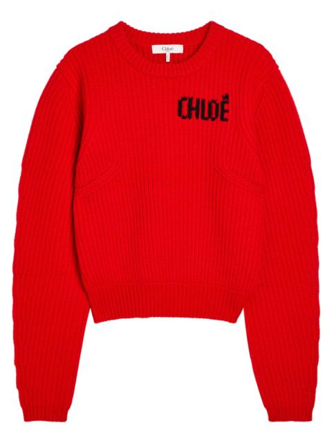 Chloé Chloe Logo Wool and Cashmere-blend Jumper